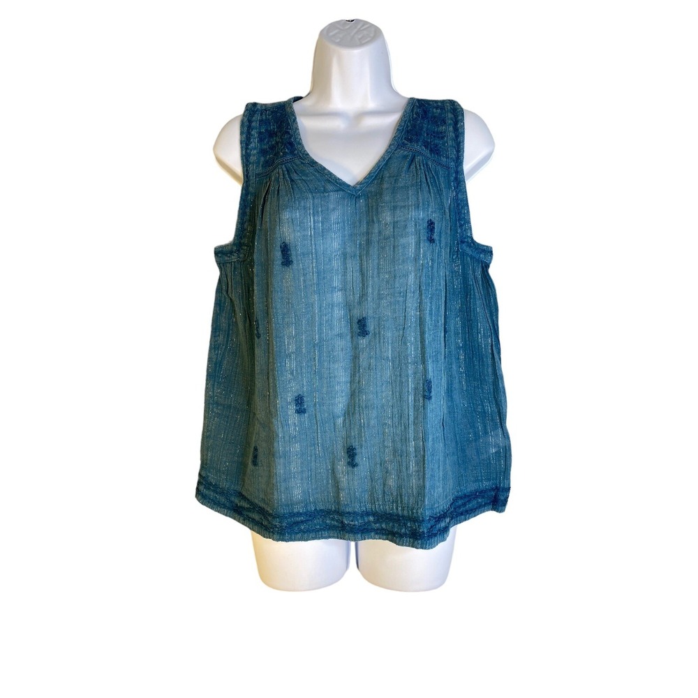 C&C California Womens Tank Top Sleeveless Chambray Blue Size XS